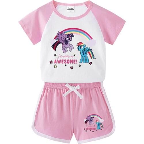My Little Pony 2PCS Childrens Outfit Sets Boys O-Neck T-Shirt and Shorts Summer Casual Cartoon Kids Boy Cotton Clothes