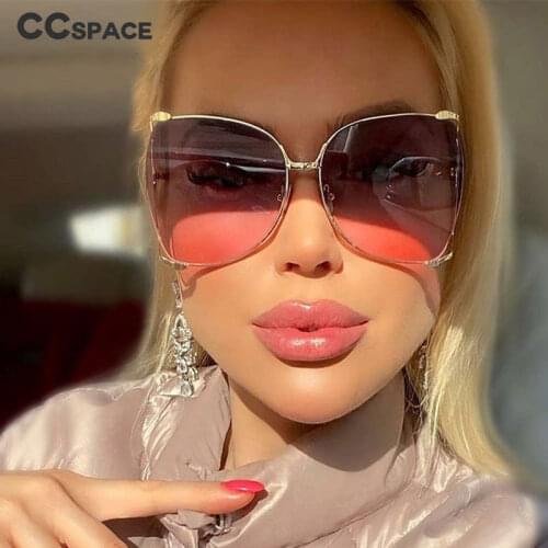 45476 Oversize D Square Sunglasses Women Metal Frame Fashion Luxury Hollow Frame Brand Sunglasses Female Gradient Shades