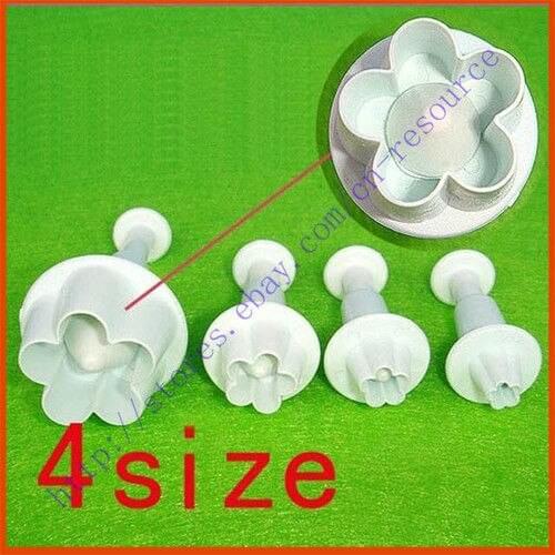 4x DIY Plum Flower Plunger Cutter Mold Sugarcraft Fondant Cake Decorating Tool