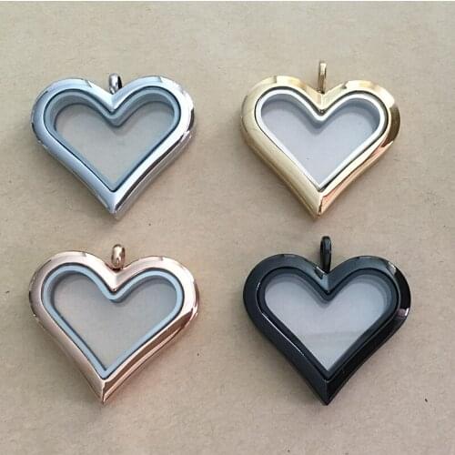 5Pcs/lot Stainless Steel Heart Lliving Floating Locket with Charm Valentiness Day Gifts