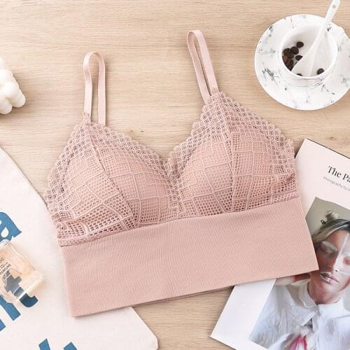 ATHVOTAR Sexy Lace Bra Tops Women Tube Top Wireless Seamless Bras Underwear Adjustable Shoulder Strap Camisole Lingerie