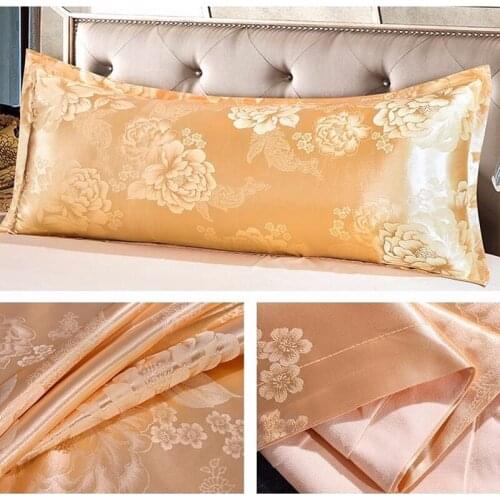 European Luxury Jacquard King Queen Double Size Pillowcase Dobby Soft Silky Fabric Long Pillow Case 180x48cm
