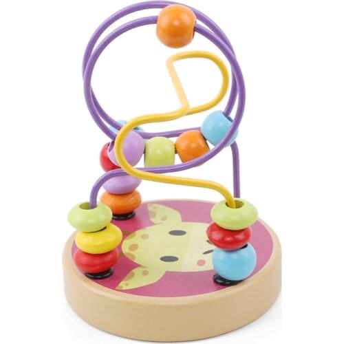 Wooden Cute Cartoon Animal Child Gift Puzzle Toy Children Colorful Around Beads Maze Roller Coaster Play Game Baby Educational