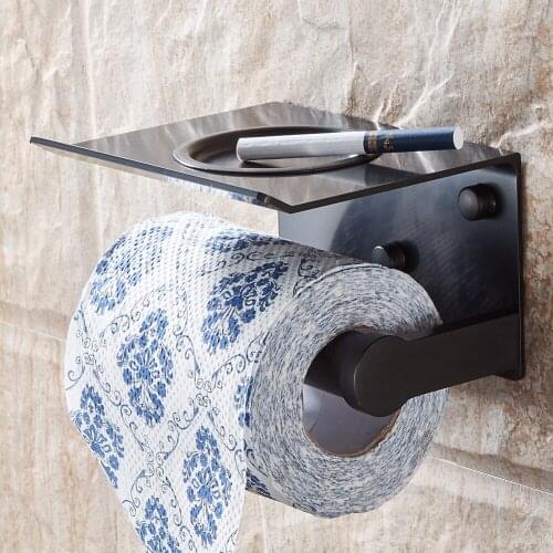 Toilet Paper Holders Space Aluminum Multi-function Bathroom Shelves with Ashtray Towel Shelf Phone Holder Bath Accessories