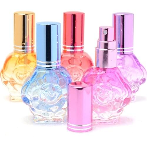 20 pcs Perfume Refillable Bottle Colorful Glass Mist Atomizer Empty Cosmetic Container Double-faced Flower 10 ML Spray Pump Vial