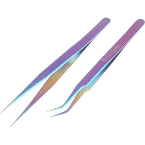 HELTC Rainbow Colorful Stainless Steel Tweezer Rhinestone Picker Tool Straight Or Curved Tweezer DIY Electronics Repair Tools
