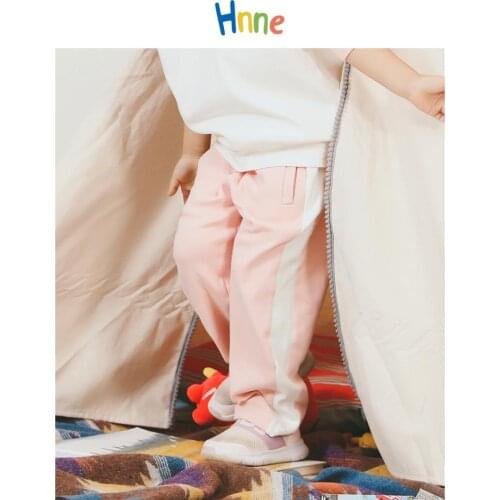 Hnne 2021 Spring New Long Sweatpants Kids Casual Jogger Pants Childrens Contrast Color Unisex Boys Girls Track Trousers HJ151202