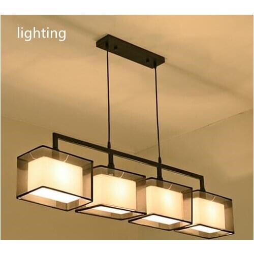 Quality 2 3 4 heads lights cord light fixture modern nordic cloth hanging lamp pendant sitting dinning room fabric hanging light