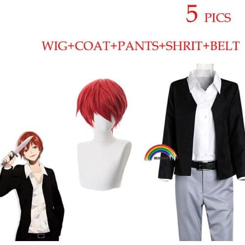 Anime Assassination Classroom Akabane Karma Short Wig Cosplay Costume Hair Party Men Cosplay Wigs Suit Coat 5PICS