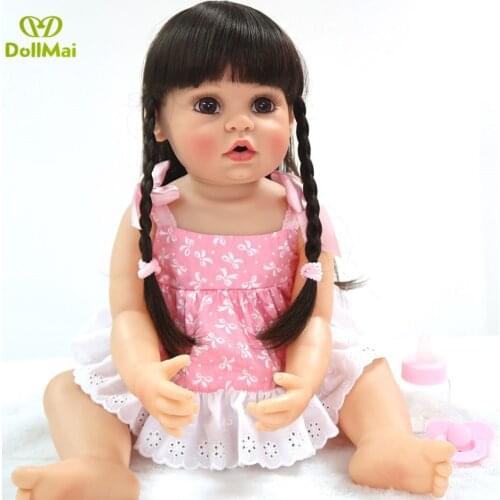 DollMai bebe reborn Dolls sweet girl twins newborn babies alive full silicone vinyl baby reborn doll gift can bathe