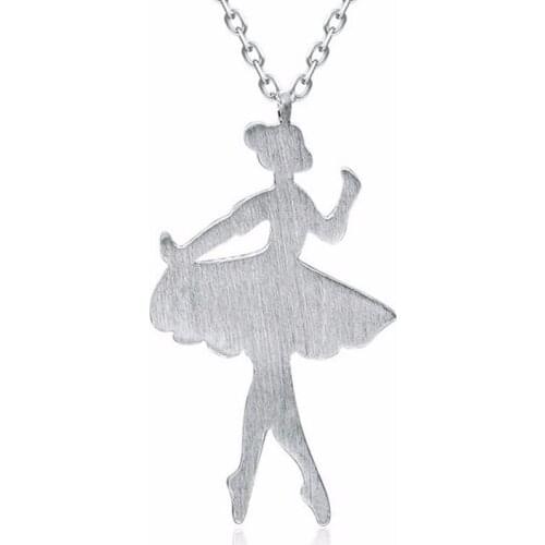 Best Sell Creative Fashion Trendy Girl Dancing Alone 925 Sterling Silver Pendant Necklace For Girl Birthday Gift