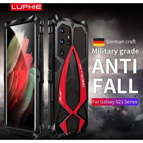 LUPHIE Aluminum Metal Silicone Shockproof Case Cover For Samsung Galaxy S21 ultra S21 Plus S21 Dirt Shock Proof Cover Case