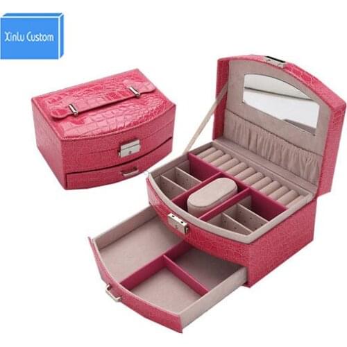 Multifunctional Leather Travel Suitcase for Watch/Jewelry Comestic Case Fashion Women Gift Box Organizer DIY Home Storage Drawer