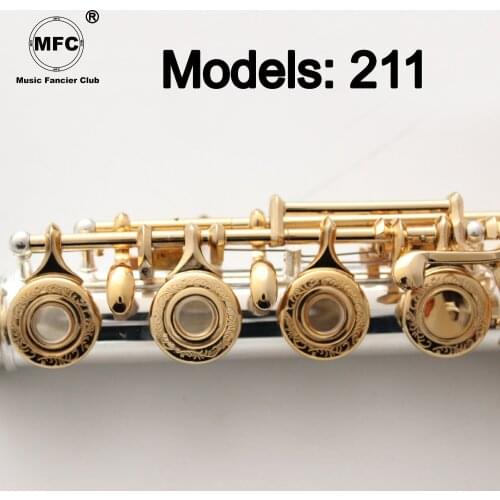 Music Fancier Club Flute 211 Engraving Hand Carved Keys Gold Plating Flutes B Leg Open Holes 17 Gold Keys