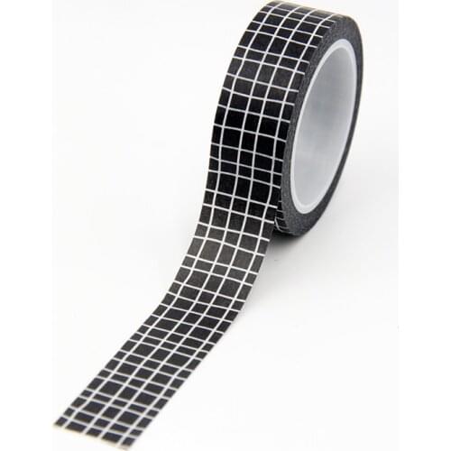 New Arrival 1PC 15MM*10M White Stripes Black Washi Tape Sticky Adhesive Tape Scrapbooking Album DIY Decorative Tape