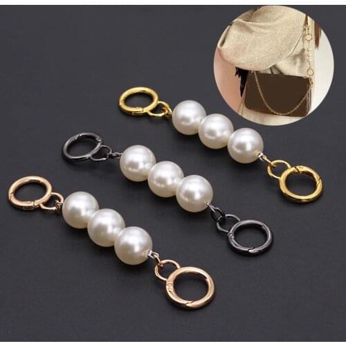 NEW Brand Pearl Strap For Bags Handbag Accessories Purse Belt Handles Cute Bead Chain Tote Women Parts Silver/Gold /Black Clasp