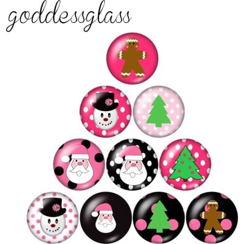 New Christmas Snowflake Snowman 10pcs 12mm/18mm/20mm/25mm Round photo glass cabochon demo flat back Making findings ZB0533