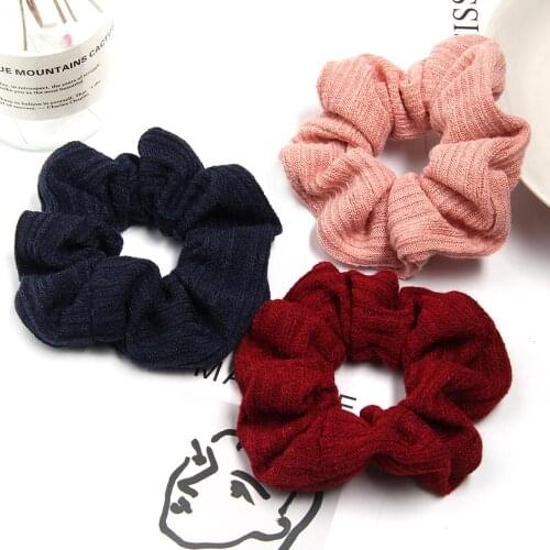 Solid Color Knitting Hair Ties Knitting Fabric Elastic Striped Hair Bands Casual Hair Accessories Headbands For Women Girls