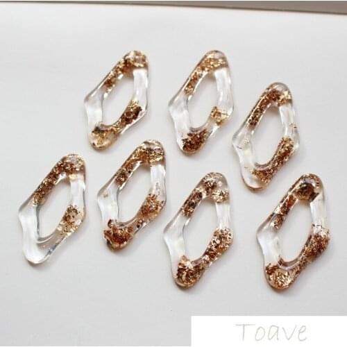 Special transparent gold foil pendant with holes diy earring pendant resin accessories