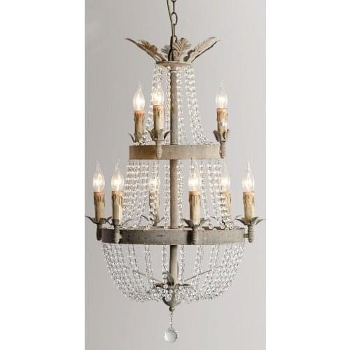 Hotel Lobby hanging Rustic iron light Pendant Chandeliers Lampadario retro Antique Iron Chandelier Lighting Hall Stair Lamp