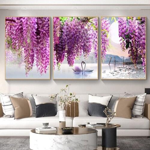 Purple Swan Flower Plant Canvas Poster Printing Modern Home Decoration Modern Wall Art Painting Living Room Decoration Painting