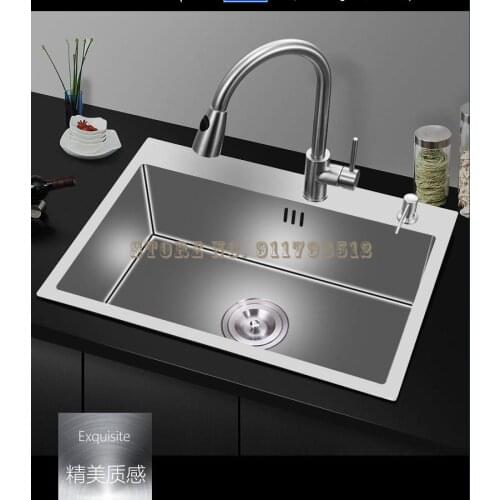 Sink Nano 304 Stainless Steel Large Single Tank Kitchen Household Thickened Sink Sink Sink Single Tank