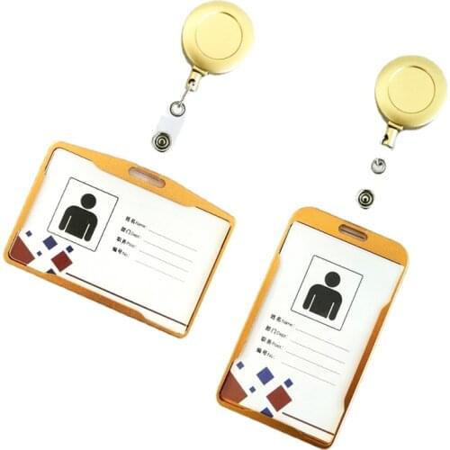 1 Set Fashion luxurious Aluminum Alloy id card holder with ABS Retractable Badge Reel Pull ID Card Badge Holder For Office work