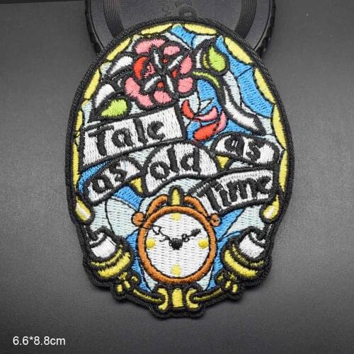 Tale Clock Iron On Embroidered Clothes Patch For Clothing Stickers Garment Apparel Accessories