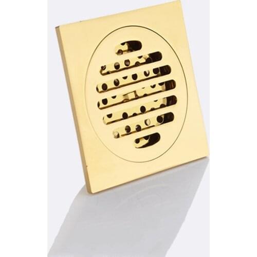 1pc Bath Floor Drain 10*10cm Gold Bathroom Shower Square Drain Strainer Factory Direct Sales Bathroom Drain Floor