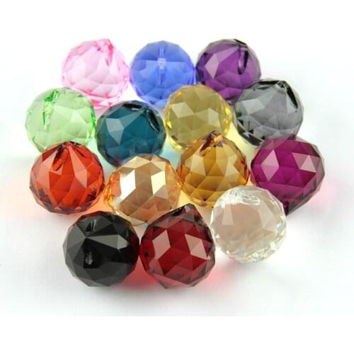 Glass Balls Decor Mixed Color Crystal Faceted Balls Glass Chandelier Prism Hanging Balls Home Decoration Accessories