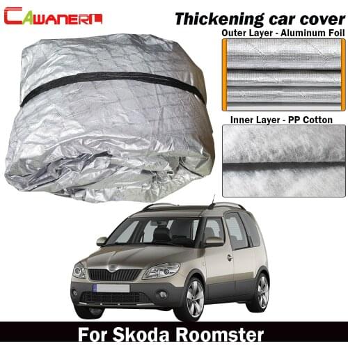 Cawanerl Thick Car Cover Waterproof Cotton Inner Outdoor Sun Shade Rain Hail Snow Paint Protection Cover For Skoda Roomster