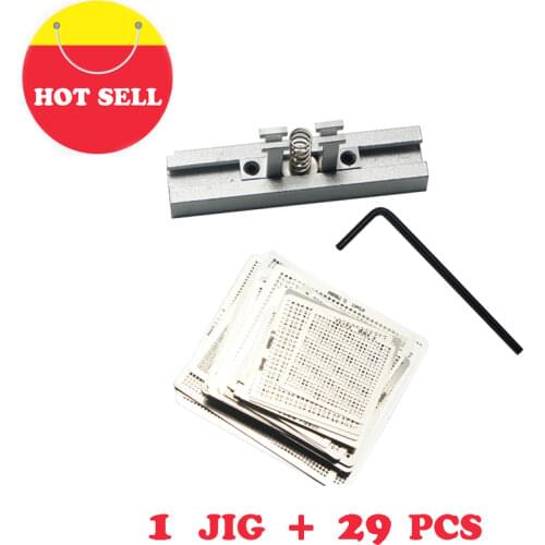 29pcs Universal Direct Heating BGA Stencils Templates + Reballing Jig Chip Rework Repair Soldering Kit