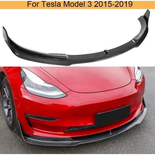 Carbon Fiber Car Front Bumper Lip Spoiler for Tesla Model 3 2015 - 2019 Car Front Bumper Lip Chin Apron Spoiler Protection
