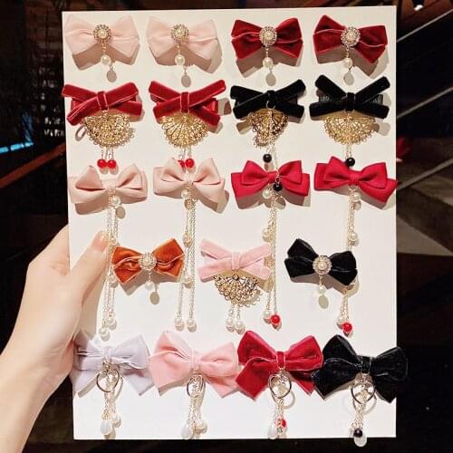 1Set New Girls Cute Plush Bow Pendant Hairpins Kids Sweet Hair Ornament Headband Hair Clips Barrettes Fashion Hair Accessories