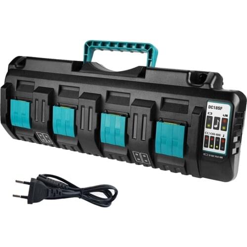 DC18SF 4-Port 14.4V 18V 4X3A Li-Ion Battery Charger For Makita BL1820 BL1830 BL1850 BL1430 Power Tools EU Plug