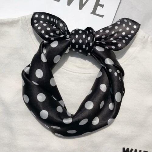 Woman Fashion High Quality Polka Dot Printed Bag Hair Multi Purpose Girl Handkerchief 53x53 Small Square 100% Pure Silk Scarves