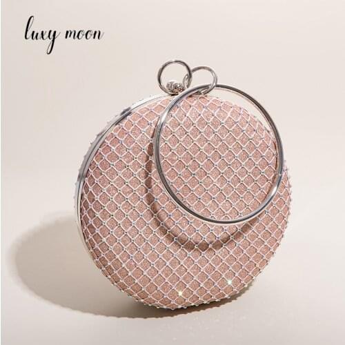 Womens Evening Clutch Diamond Luxury Designer Handbag Small Round Shape Clutch Purse Wedding Bags 2021 Womens Brand Z038