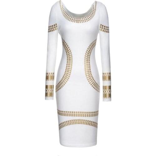 Hot Sequins White Dress Women fall winter high elastic knitted dress Large size XS-XXL