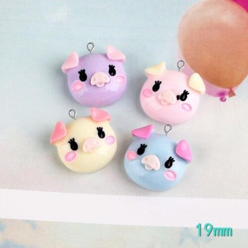 10pcs 19mm Resin kawaii cabochon pig charms diy jewelry making ornament craft decoration material fashion trinket material