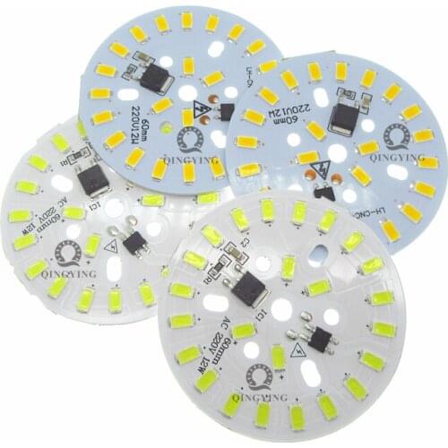 10 pieces/lot 12w 60mm led pcb integrated LED driver, 5730 SMD aluminum base plate, AC180-260v high brightness light panel