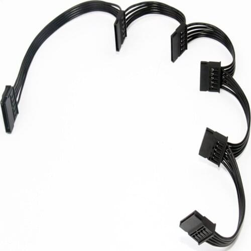 18AWG 4Pin Cable Adapter Female IDE Molex PC Computer Hard Drive 1 to 5 SATA Splitter Power Supply Adapter Converter Cord IDE