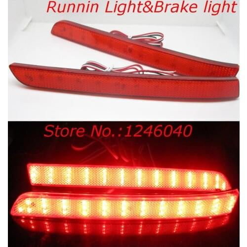 2PCS Red lens LED Rear bumper reflector light tail brake light rear fog lamp for VW Multivan Caravelle T5 2013-2015 Business car