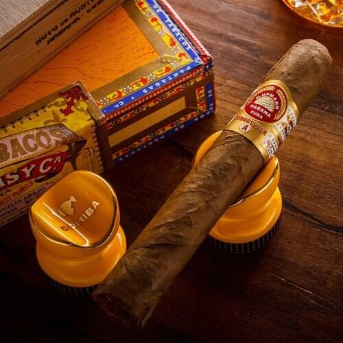 2 pcs COHIBA Cigar Ashtray Porcelain Pocket Cigar Holder Cigar Cigarette Tobacco Travel Cigar Stand Holder Portable Smoking Tool