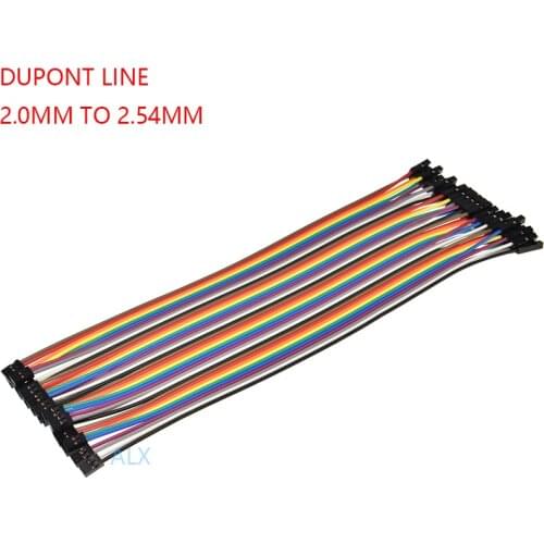 20PCS 20CM DUPONT LINE 2.0MM female to 2.54MM female PITCH 2.54 TO PITCH 2.0 2P-1P JUMPER CABLE WIRE FOR PCB connector
