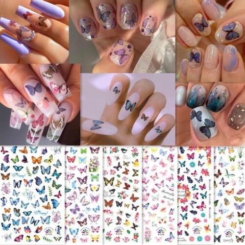 2020 ins nails art wind Mix Butterfly 3D Nail Sticker Adhesive Sliders Wraps Tips Charm Art Manicure Decorations