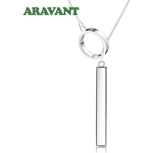 925 Silver Circle Long Necklace Chains For Women Men Fashion Jewelry