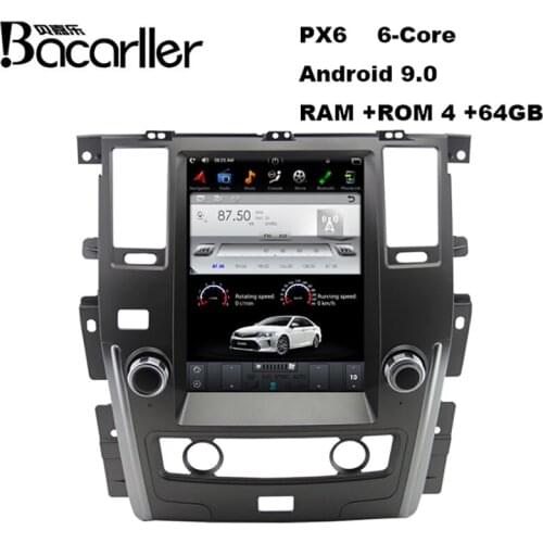 PX6 Android 9.0 4+64 Tesla Style Car GPS Navigation For NISSAN PATROL Y62 2010+ Autoradio HeadUnit Multimedia Player Stereo