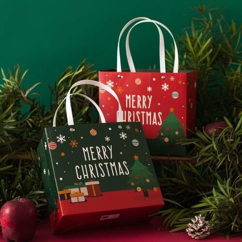 Merry Christmas Santa Claus Paper Box cookie Macaron Christmas Birthday Party Gifts Packaging XMAS gift candy bags handbag box