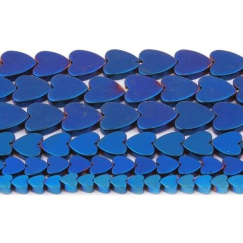 4/6/8/10mm Natural Hematite Beads Heart Blue Smooth Loose Stone Beads For DIY Necklace Bracelets Jewelry Making Strand 15"