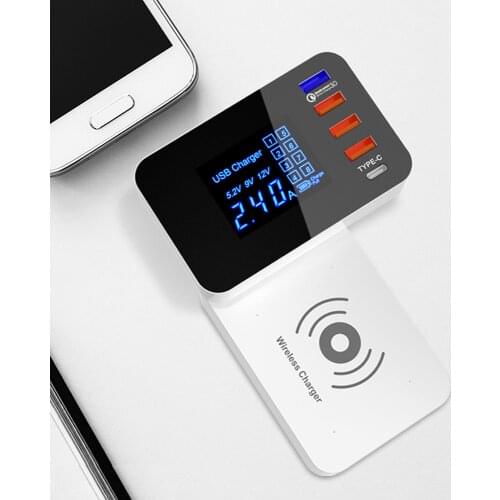 QI Wireless Charger Quick Charge 3.0 Type C USB Charger HUB Led Display Wall Charger Fast Mobile Charger USB Adapter EU US Plug